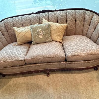 Matching antique sofa and chair, 3pillows
