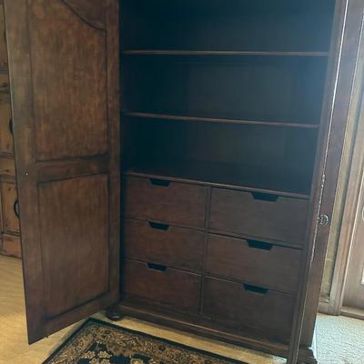 Tall Armoire with 6 drawers and shelves & Rugs
