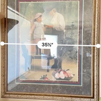 4 Leather High Back Chairs, Lamp, Art and faux tree