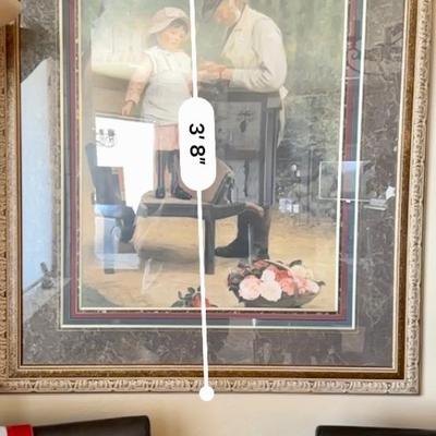 4 Leather High Back Chairs, Lamp, Art and faux tree