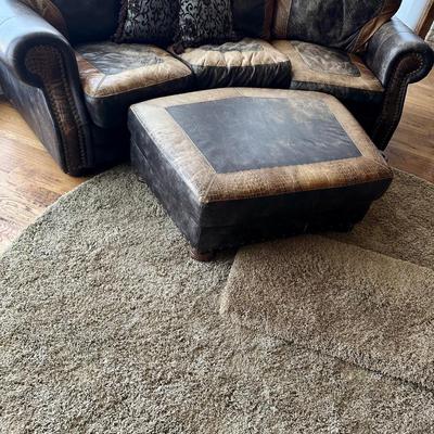 Leather Sofa and Ottoman and pillows and 2 rugs (measurements in photos)