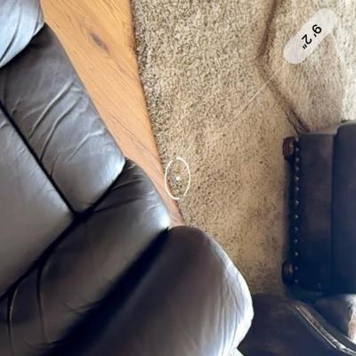 Leather Sofa and Ottoman and pillows and 2 rugs (measurements in photos)