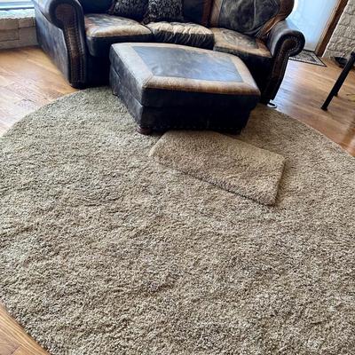 Leather Sofa and Ottoman and pillows and 2 rugs (measurements in photos)
