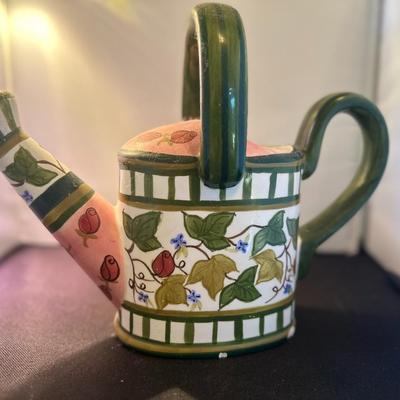 Lenox SUMMER TERRACE Watering Can Ceramic Planter Pitcher Hand Painter Floral