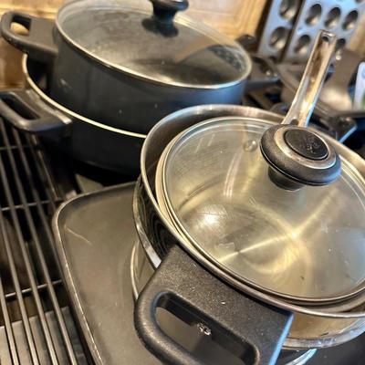 Assortment of pots and pans, kitchen ware