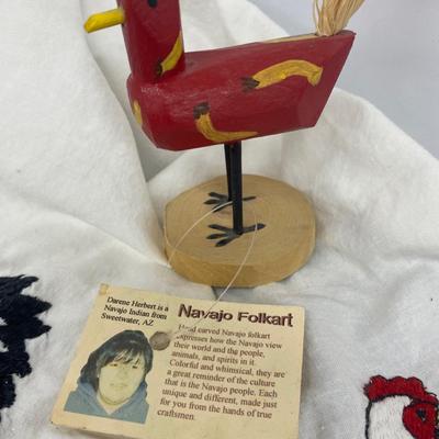 The lot of the Misfit Chickens with Pretty Embroidered table runner and Doilie