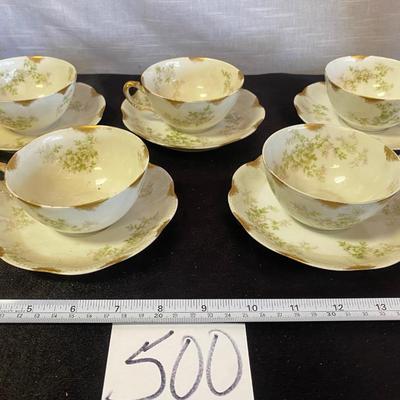 5 Vintage Haviland Limoges Cup and Saucers