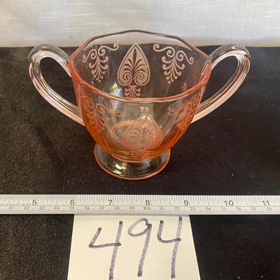 Vintage Fostoria Pink Trojan Sugar Bowl