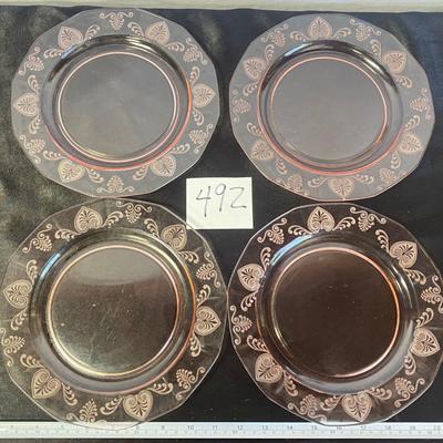 Vintage Fostoria Pink Trojan Depression Glass Plates