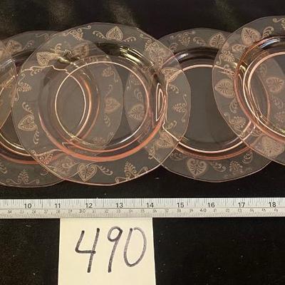 7 Vintage Fostoria Pink Trojan Salad Plates
