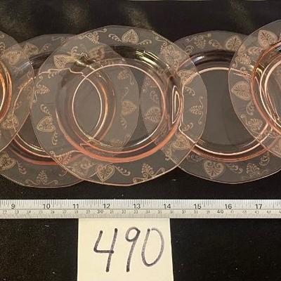 7 Vintage Fostoria Pink Trojan Salad Plates