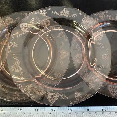 7 Vintage Fostoria Pink Trojan Salad Plates