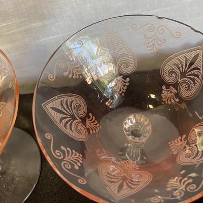 5 Vintage Fostoria Pink Trojan Depression Glass Sherbert Glasses