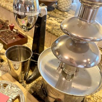 Chocolate fountain and Hamilton Beach shake maker, trivet