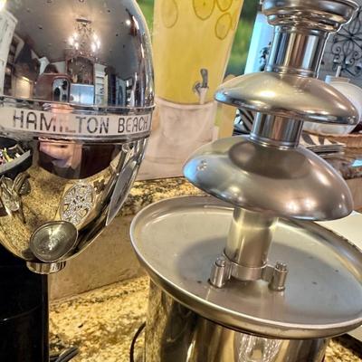 Chocolate fountain and Hamilton Beach shake maker, trivet