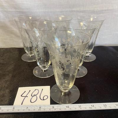 Vintage Etched Tea Glasses