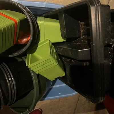 Tote of Plastic Planting Pots