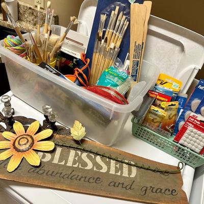 Crafting supplies, paint brushes, art supplies (everything in photo included)