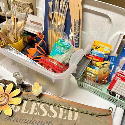Crafting supplies, paint brushes, art supplies (everything in photo included)