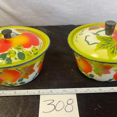 Graniteware Enamelware Covered Bowls