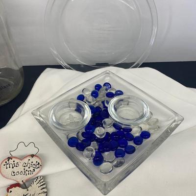 Gallon Glass Beverage Jug, candy dish, table cloth and more!