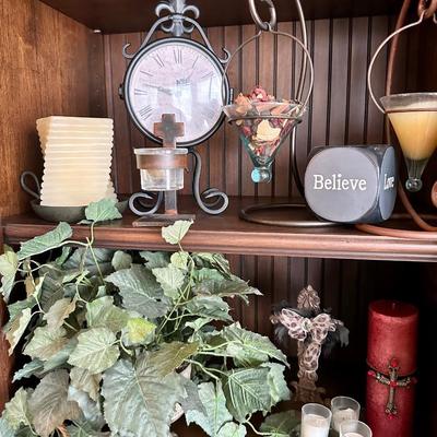 Clock, Candle, Sign decor, greenery decor, Cross 2 shelves