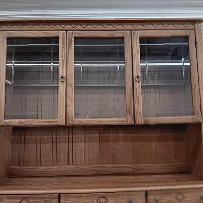 Beautiful Oak wood China cabinet with Lots of great storage! Two pieces