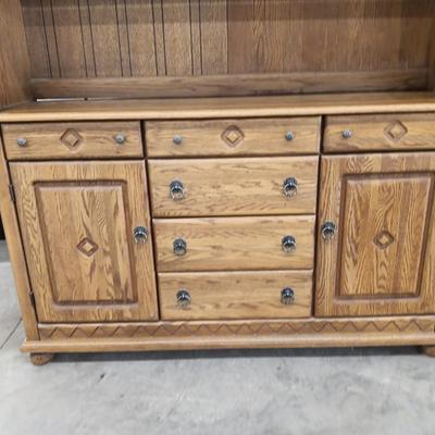 Beautiful Oak wood China cabinet with Lots of great storage! Two pieces