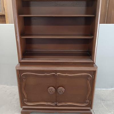 Antique Oak Bookcase / Display cabinet with under storage - MCM