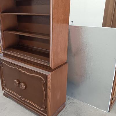 Antique Oak Bookcase / Display cabinet with under storage - MCM