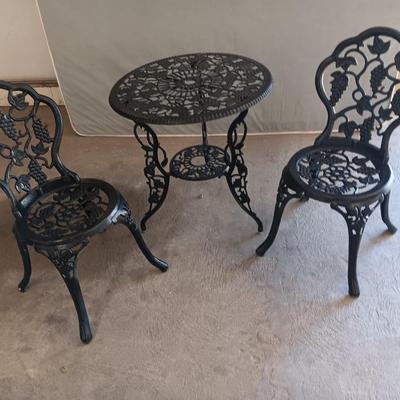 3 Piece Bistro Set, Outdoor Patio Set, Anti-Rust Cast Aluminum Bistro Table Set