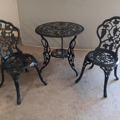 3 Piece Bistro Set, Outdoor Patio Set, Anti-Rust Cast Aluminum Bistro Table Set