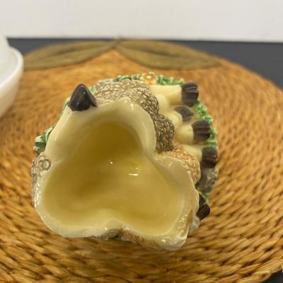 White Milk Glass Nesting Hen Dishes, Black Nesting Hen and Cute little trinket box sheep!
