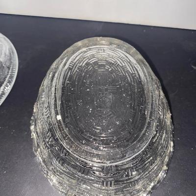 Clear Glass Chick and Hen, Pretty Crystal Wall Pocket and Frames