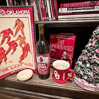 OU books and memorabilia Vintage calendar, OU mug, OU Christmas Tree