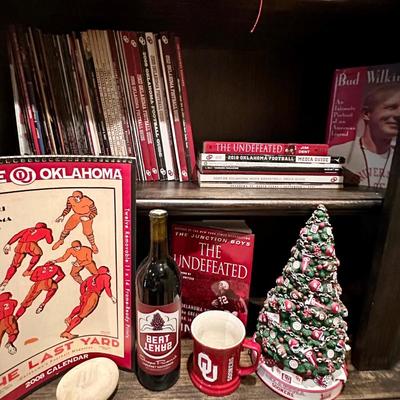 OU books and memorabilia Vintage calendar, OU mug, OU Christmas Tree