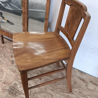 Antique tri folding Vanity mirror and chair