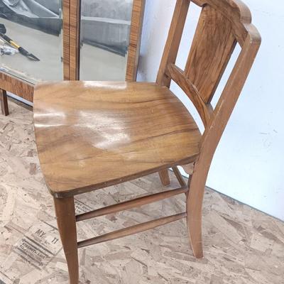 Antique tri folding Vanity mirror and chair