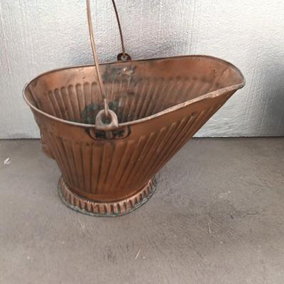 Antique Copper Coal / Ash Bucket with Galvanized tub