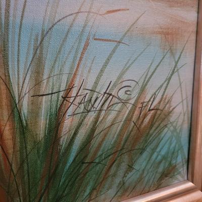 Marsh Bird Scene Framed Painting by Artist Hahn Kim (B1-CE)