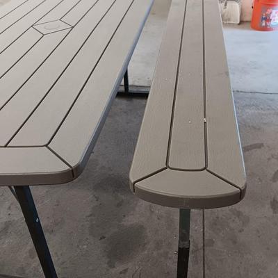Fold-up Discover Home Products Picnic table with adjustable benches