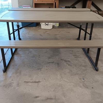 Fold-up Discover Home Products Picnic table with adjustable benches