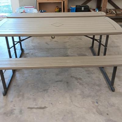 Fold-up Discover Home Products Picnic table with adjustable benches