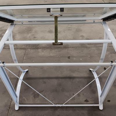 Metal framed glass topped Artist's desk - Easel top Desk - lifts and slants!