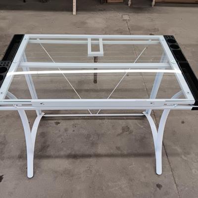 Metal framed glass topped Artist's desk - Easel top Desk - lifts and slants!