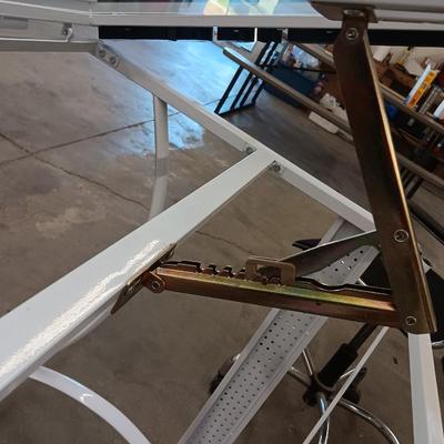 Metal framed glass topped Artist's desk - Easel top Desk - lifts and slants!