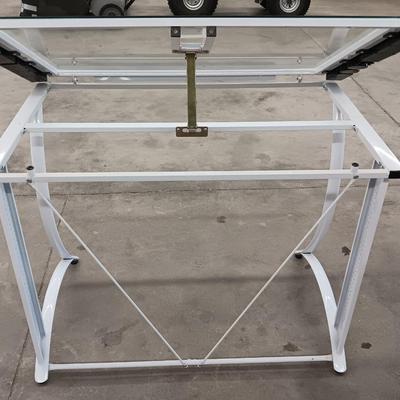 Metal framed glass topped Artist's desk - Easel top Desk - lifts and slants!
