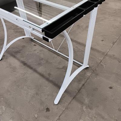Metal framed glass topped Artist's desk - Easel top Desk - lifts and slants!