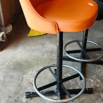 Teo Mid Century Modern Admiral Chrome Corp Burnt Orange Swivel adjustable height Barstool