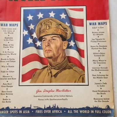 Vintage Book Lot, including 1942 United Nations War Atlas Book and The New Yorker 1950-55 Album